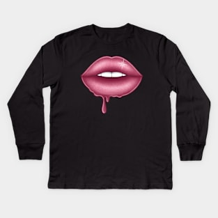 Glitter drip lips Kids Long Sleeve T-Shirt